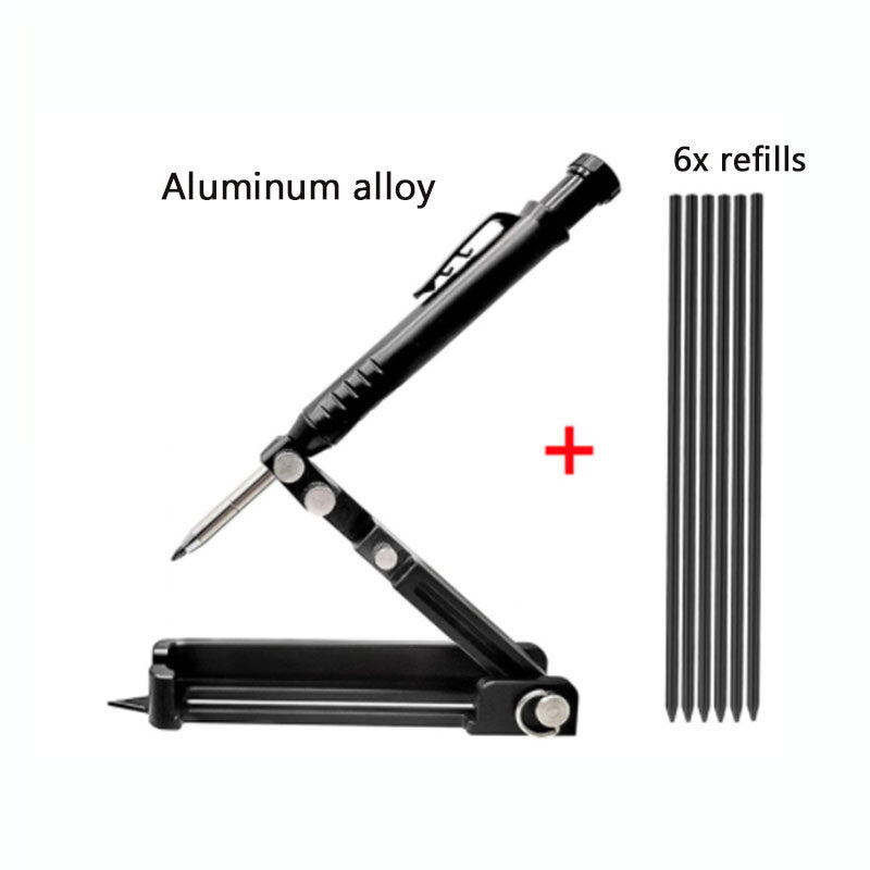 15-in-1 Multi-Purpose Architectural Pencil - Compact, Adjustable, Durable Tool for Marking & Scribing