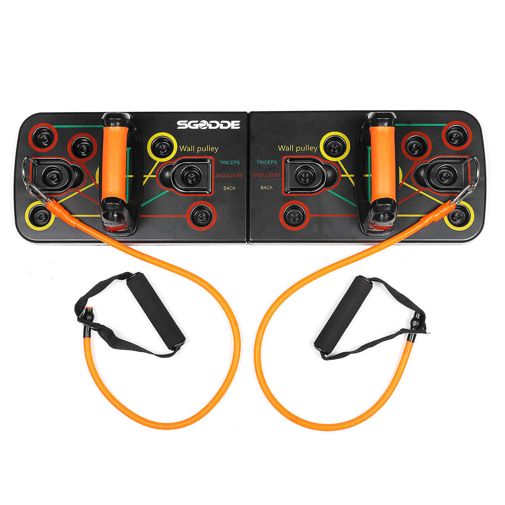 13 In1 Folding Push-up Rack Board With Handle&Resistance Band Fitness Workout Training Gym Exercise Pushup Stand