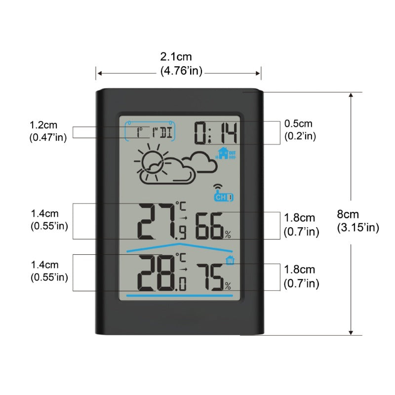 LCD Digital Smart Wireless Weather Station In/Outdoor Thermometer Hygrometer Remote Sensor Alarm Time Clock Weather Forecast