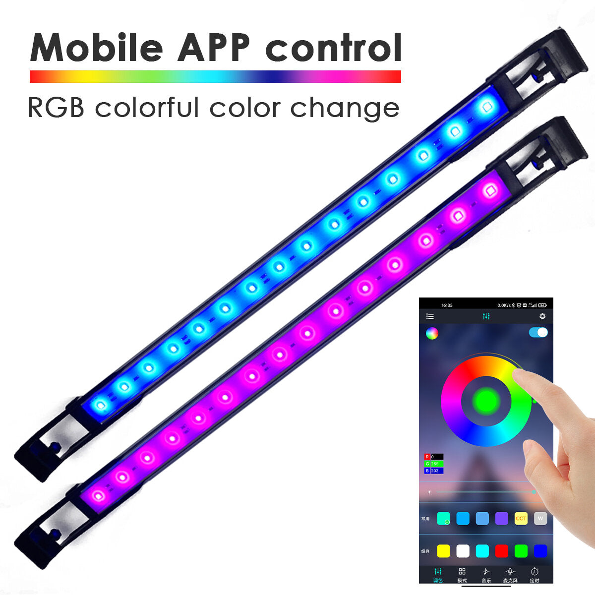 10w 12cm Fish Aquarium Tank Underwater Submersible Change APP Control Colorful LED Light