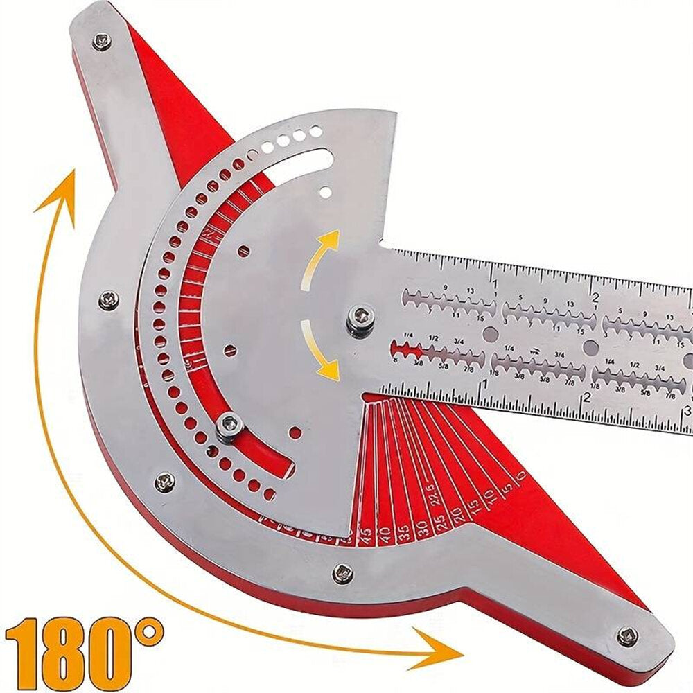 Woodworking Edge Ruler & Protractor - Dual Function, Ambidextrous, Twistable, 10/15/20 Inch Options for Accurate Measurements
