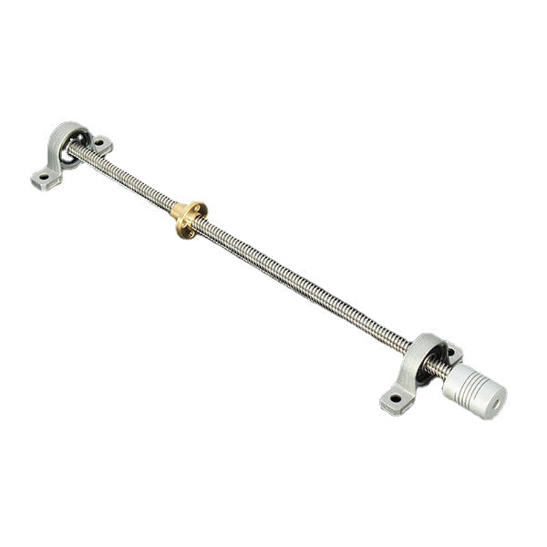 T8 300mm Stainless Steel Lead Screw Set with Shaft Coupling and Mounted Ball Bearing