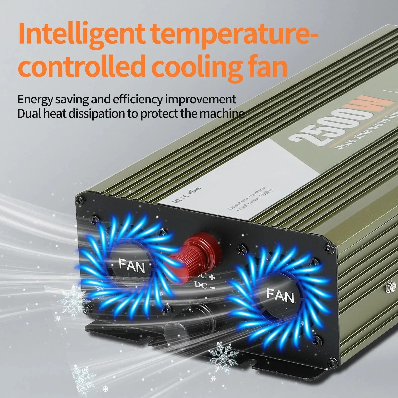 GreenZech DM 2500 Inverter | 2500W Full Power Pure Sine Wave | 12V 24V 48V 60V 72V to 110V 220V AC Converter