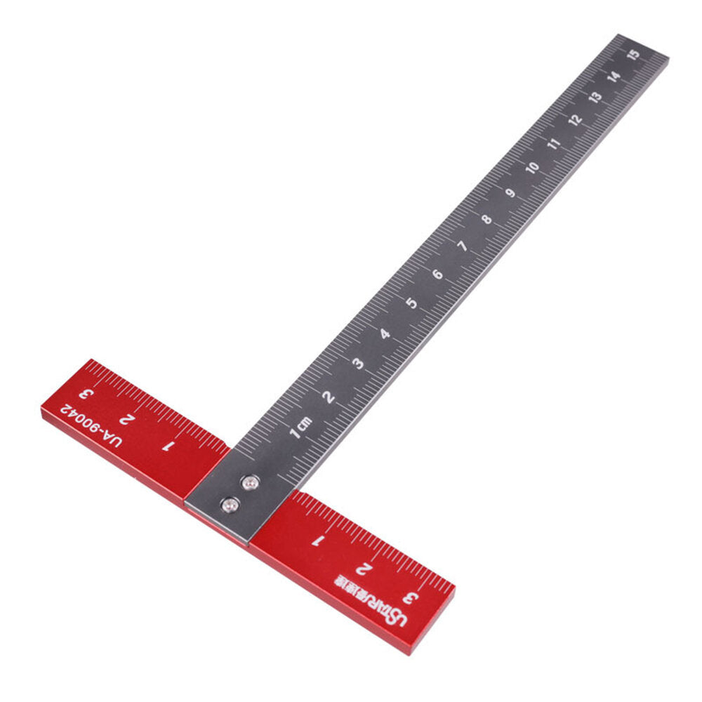 Aluminum T-Square Ruler 170x85mm, 3mm Thick, T-Shape Design for Precision Measuring, Lightweight & Durable, Red