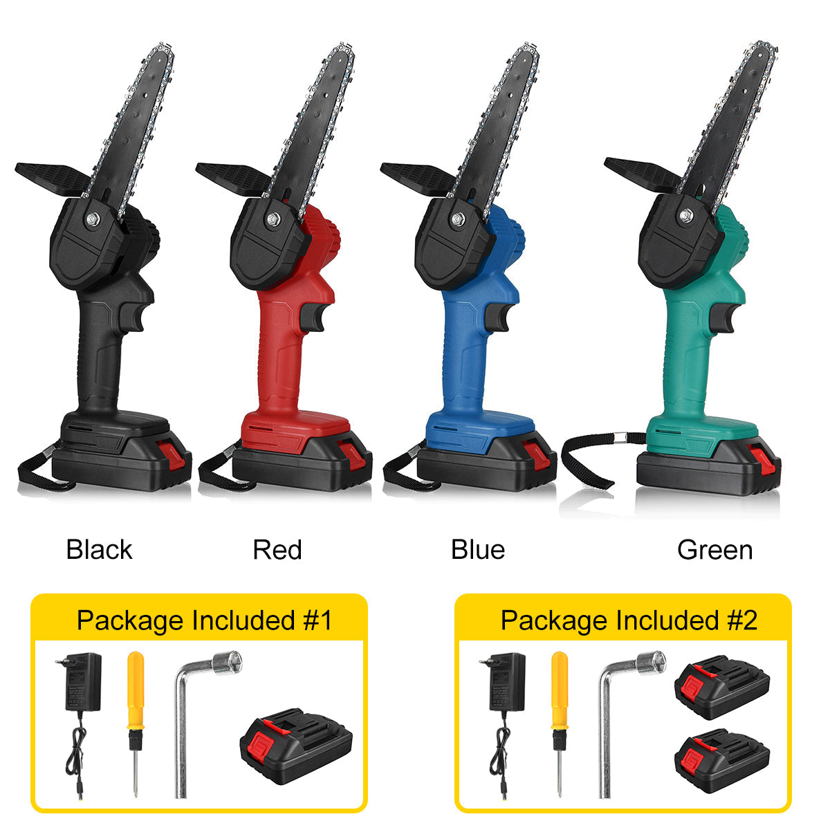 6 Inch Electric Chain Saw Portable Woodworking Tool Wood Cutter Chainsaw W/ 1/2pcs Battery