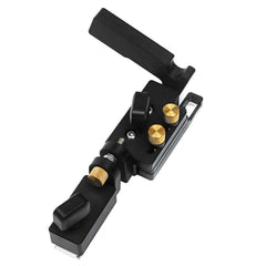 Adjustable Black Aluminum Miter Stop for Woodworking - Sturdy Flip Stop with 10mm Micro-Adjustment, T-Track Compatible