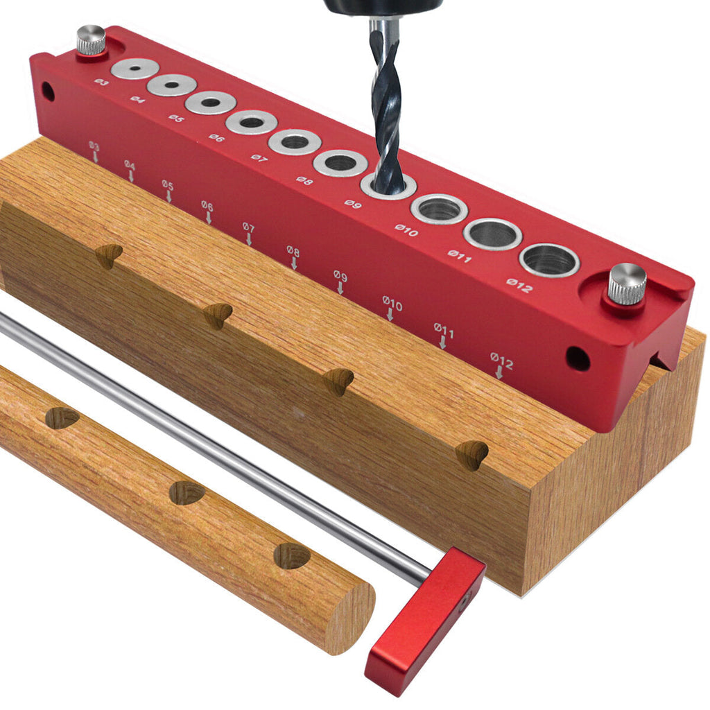 High-Precision Woodworking Hole Positioner with 45° Drilling, Laser-Engraved Scales, Durable Aluminum Alloy, 3-12mm Range