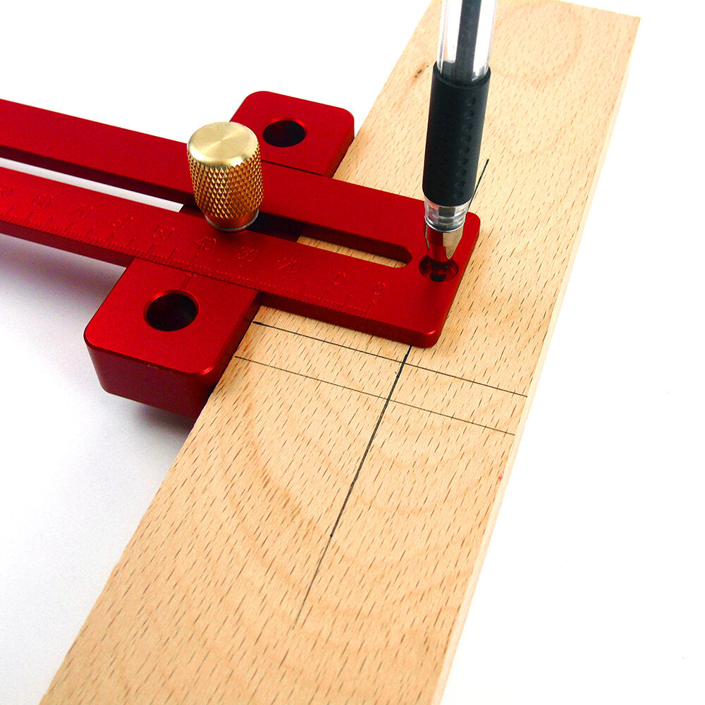 Aluminum Alloy T-Type Hole Ruler 170/270/370mm for Woodworking - Durable Measuring Tool with Clear Scale