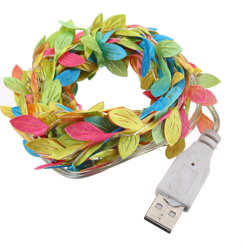2/3/5/10M Leaves Garland LED String Fairy Lights Halloween Christmas Holidays Party Lamp Decor