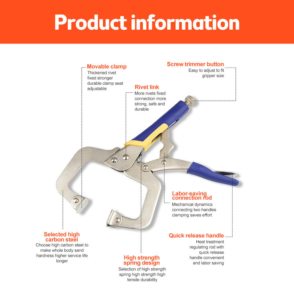 Durable Adjustable C-Clamp Set, 6-18 inches, High Carbon Steel, Comfortable Handle, Versatile for Various Applications