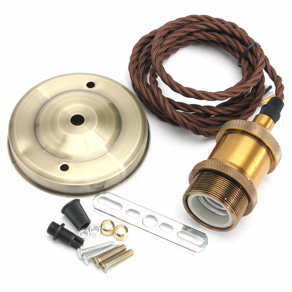 110V-220V 600W Vintage Lamp Holder Ceiling Canopy and Copper Socket with 2M Wire