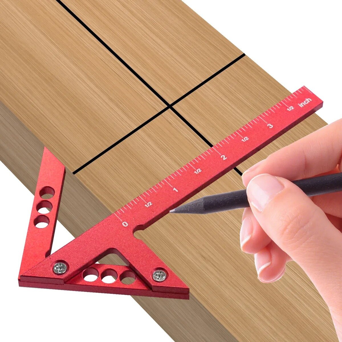 Precision Center Finder Tool - 45/90 Degree Angle Gauge, Durable Aluminum, Easy Grip, Compact for Woodworking Projects