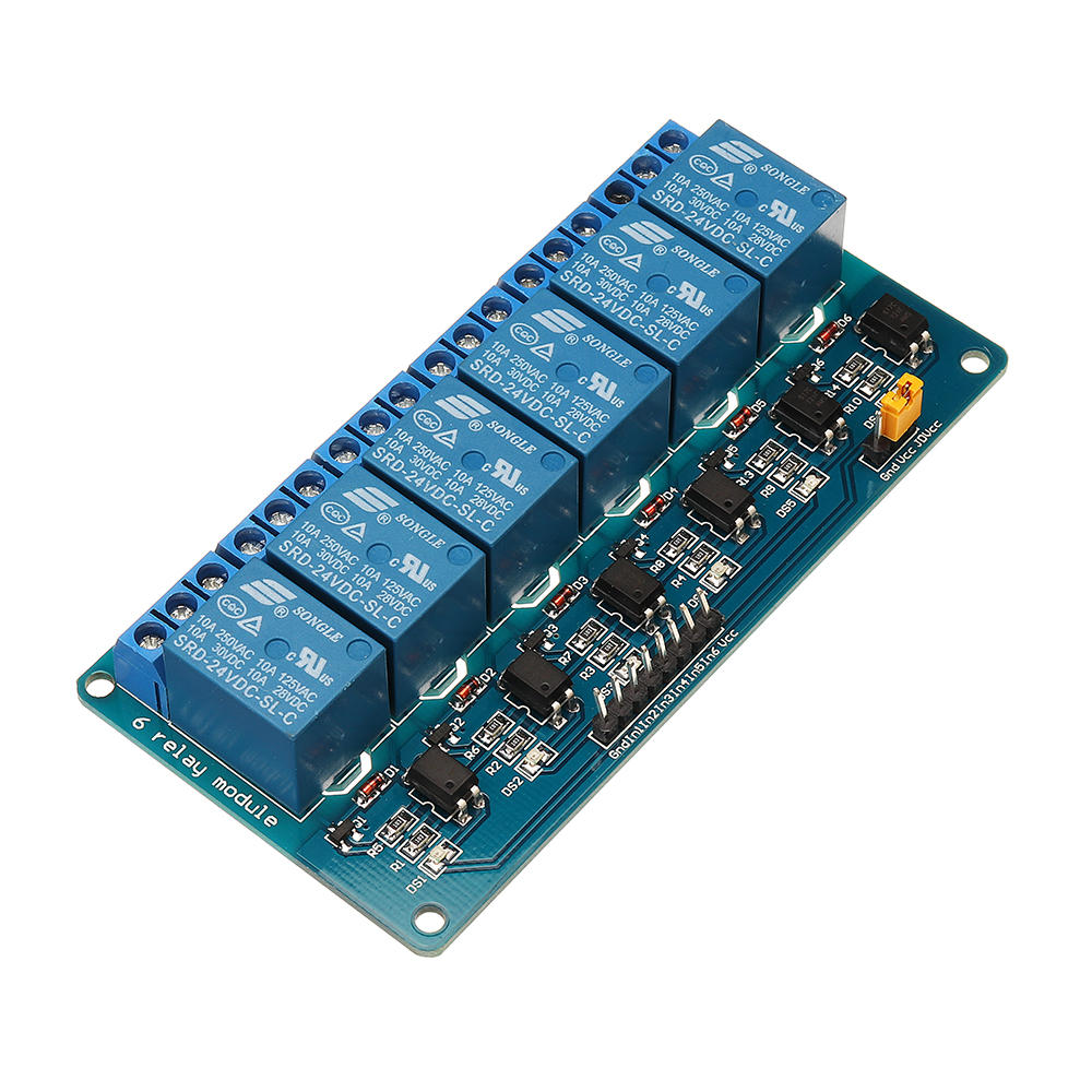 6 Channel 24V Relay Module Low Level Trigger With Optocoupler Isolation