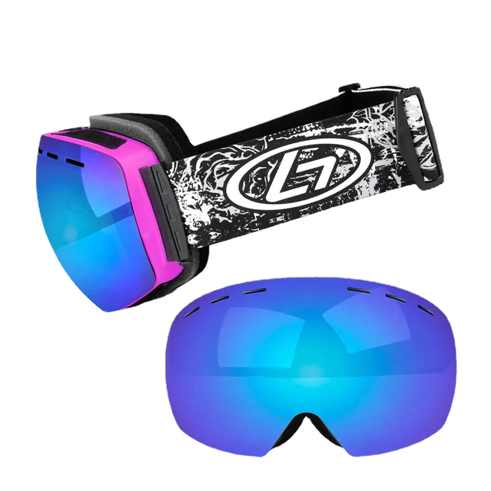 Unisex Double-layer Ski Goggles Spherical Professional Dual-lens Anti-fog Windproof Goggles