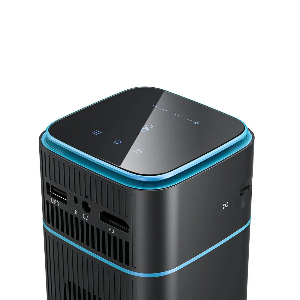 DLP Mini WIFI Projector, Android 9.0, Bluetooth 4.2, 1080P, 150 ANSI Lumens, Built-in Battery, Netflix & YouTube, Outdoor Cinema