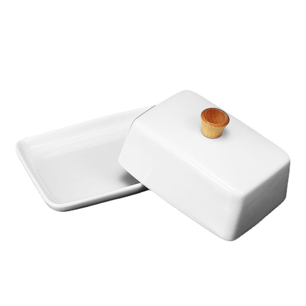 Porcelain Butter Dish With Lid Holder Serving Storage Tray Plate Storage Container Pizza Plate