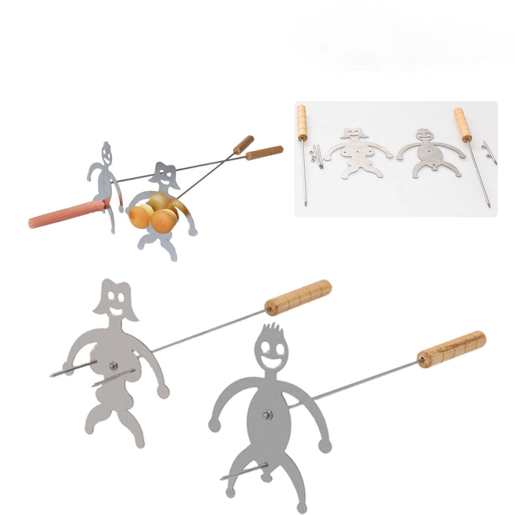 Stainless Steel Funny Roaster BBQ Fork Removable Boy Girl BBQ Clip for Party Camping Gathering