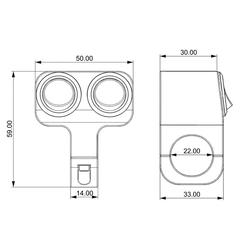 12V 7/8 Inch 22mm Motorcycle Handlebar Double Switch Aluminum Alloy Waterproof Light ON OFF Dual Button Switch
