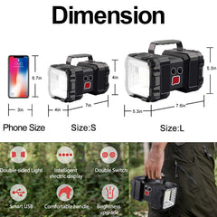 Super Bright LED Flashlight 7 Modes USB Rechargeable Spotlight Waterproof Floodlight Camping Hunting