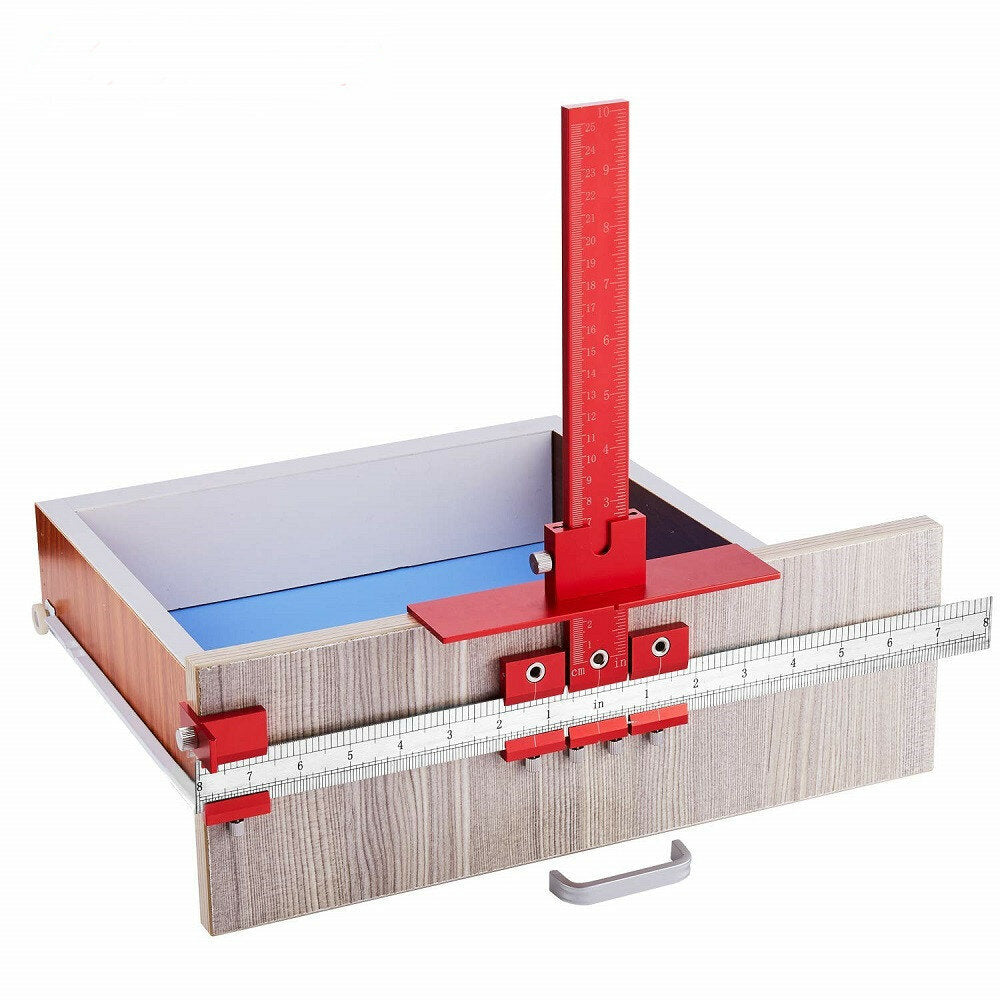 Red Aluminum Alloy Cabinet Hardware Jig with 5mm Drill Guide for Easy Handle Installation