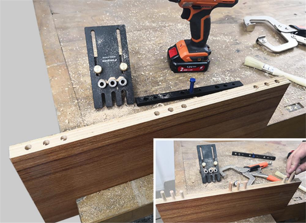 Jig Set Aluminium Alloy 3 In 1 Woodworking Dowel Drilling Position Jig Drilling Guide Kit