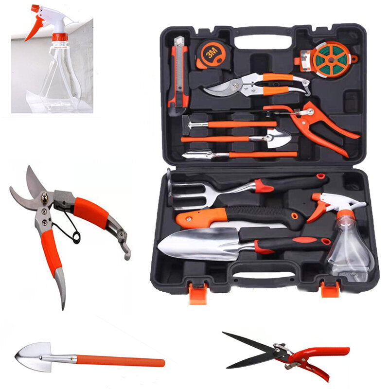 Aluminum Alloy Garden Tool Box Elbow Branch Shears Big Wood Saw Aluminum Alloy Shovel 12 Piece Garden Tool Set