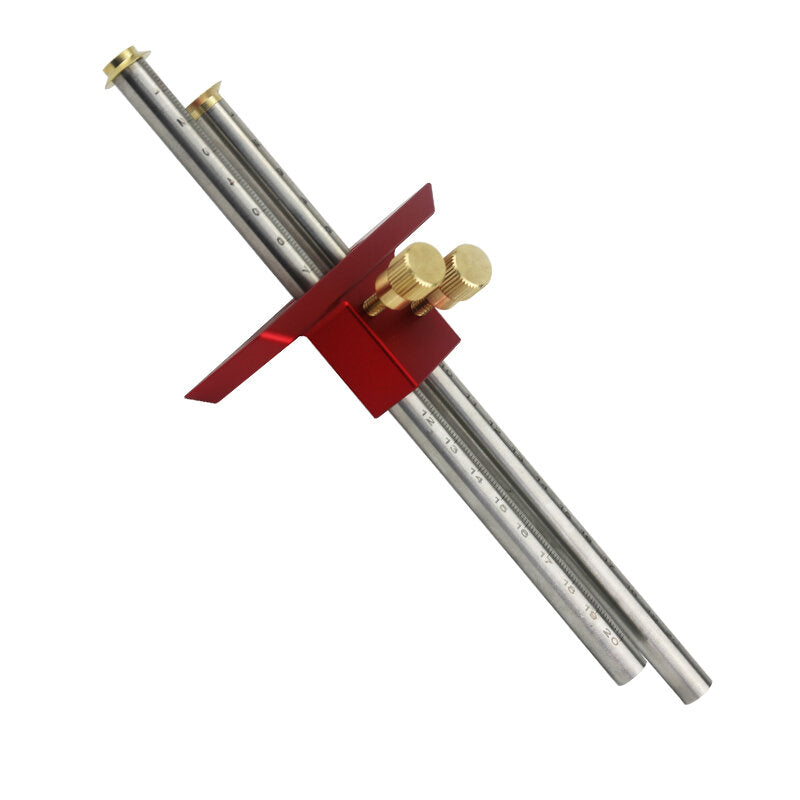 Durable Metal Woodworking Marking Gauge, 200mm, Red, Clear Scale, Dual Calibration, Portable & Accurate Measurement Tool
