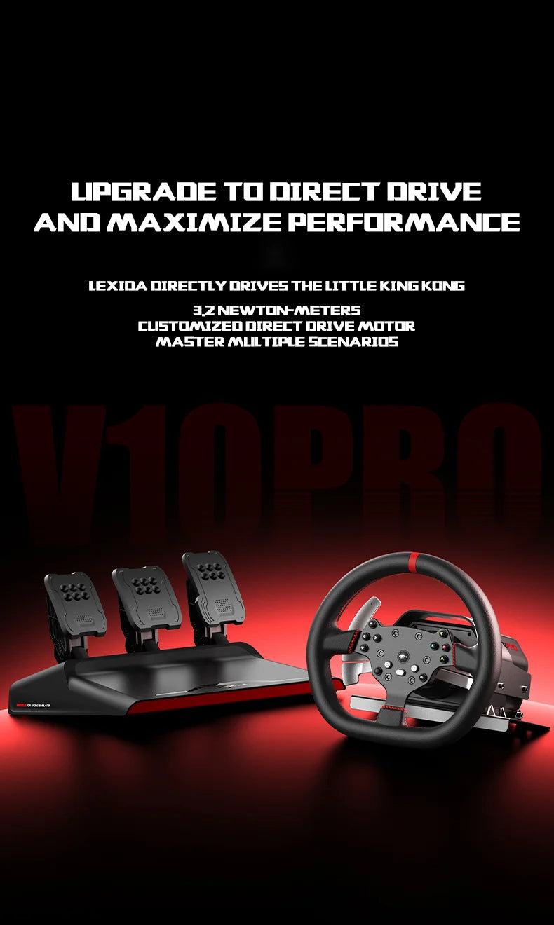 3.2Nm Direct Drive Racing Wheel Force Feedback Gaming Steering Wheel Hall Magnetic Pedals Gaming Controller Plug and Play for PC PS3/PS4 for Xbox One Switch