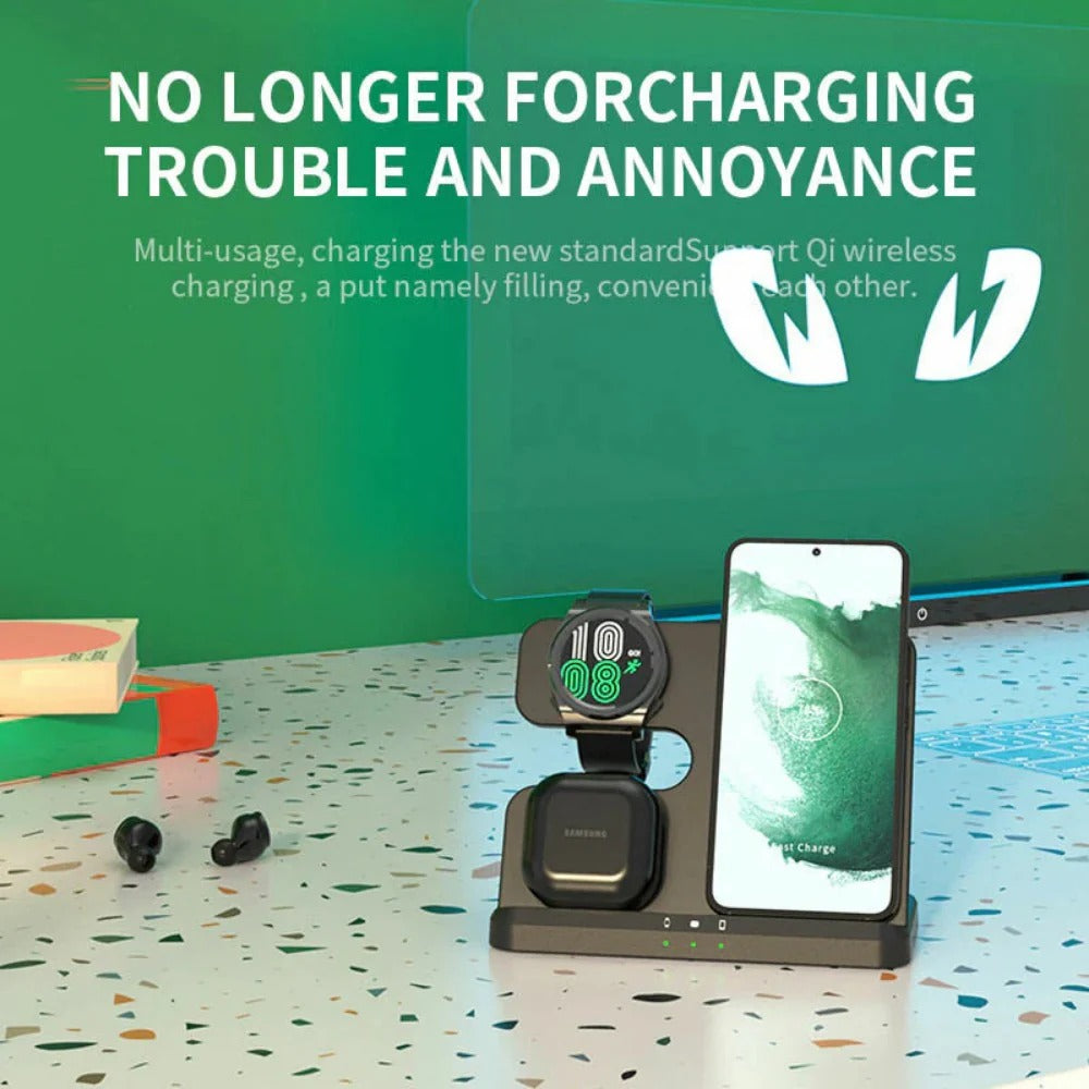 Q10b Wireless Charger, Fast Charging for Phones, Earphones & Smartwatches, 15W Max, QC3.0/PD, Black, Durable ABS