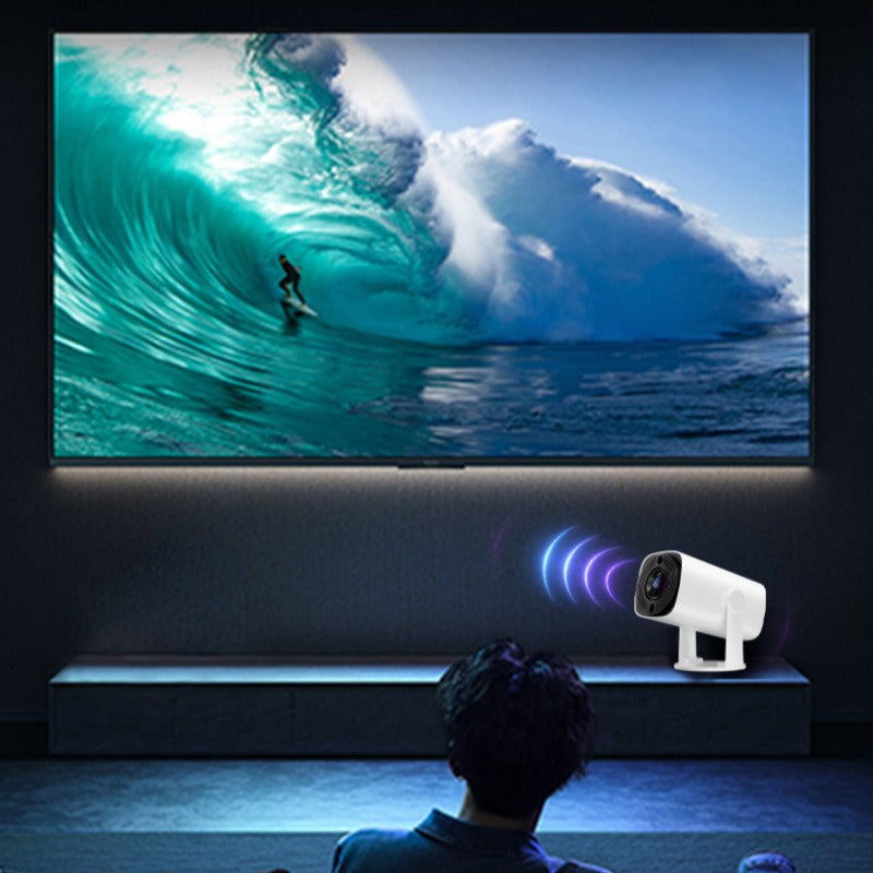Portable Bluetooth Projector with Android OS, Wi-Fi 6, 350 ANSI Lumens, Auto-Focus, 270� Rotation, Netflix & YouTube, EU Plug