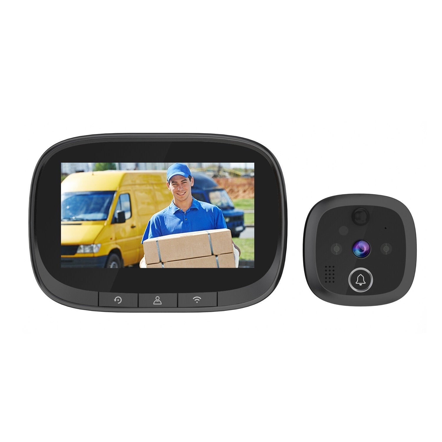 Wireless Doorbell 4.3inch WIFI IP Door Viewer HD Night Vision 120 can Take Photo and Video PIR Motion Detection Two Way Audio