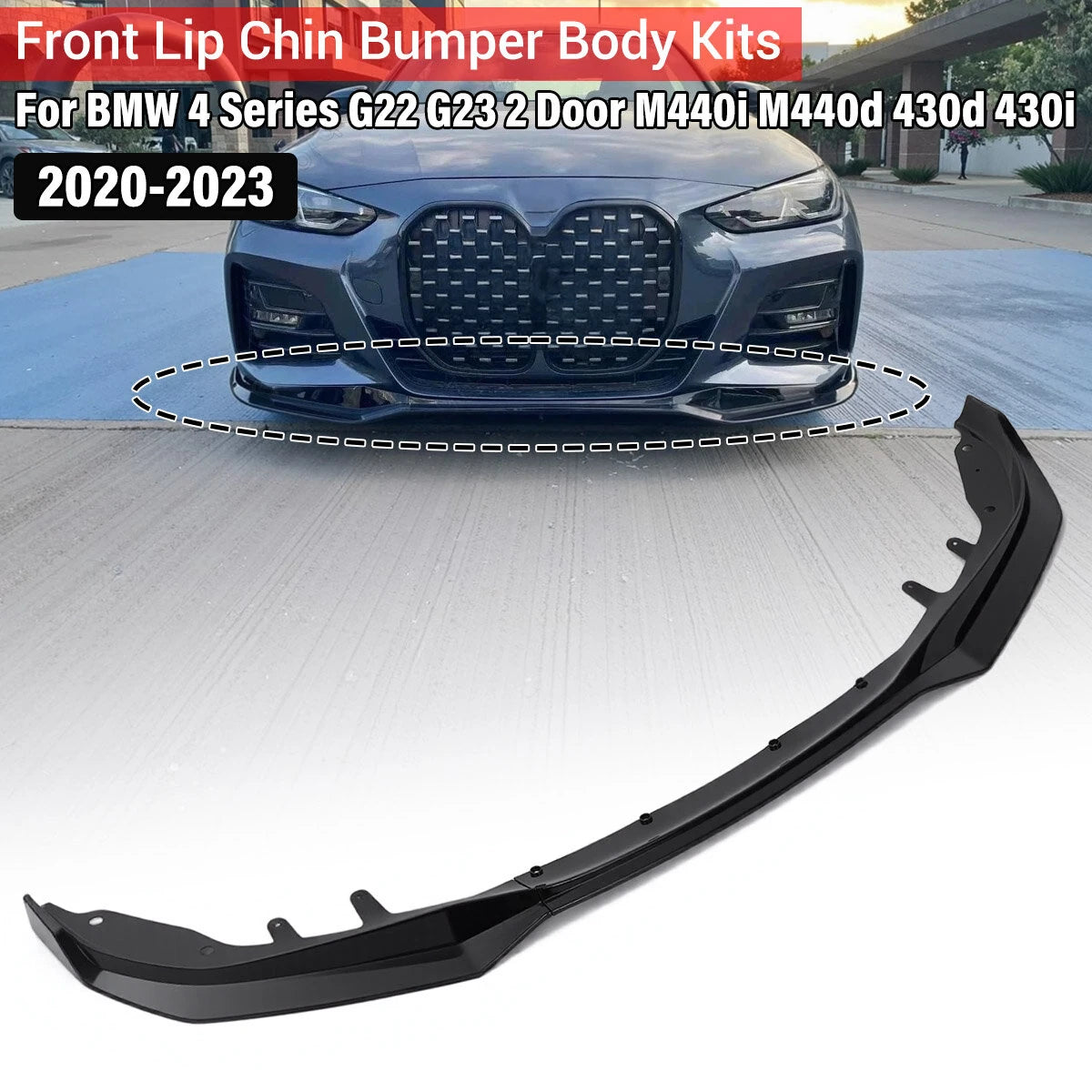 Front Bumper Splitter Lip Car Diffuser Spoiler Bumper Deflector For BMW 4 Series G22 G23 2 Door M440i M440d 430d 430i 2020-2023