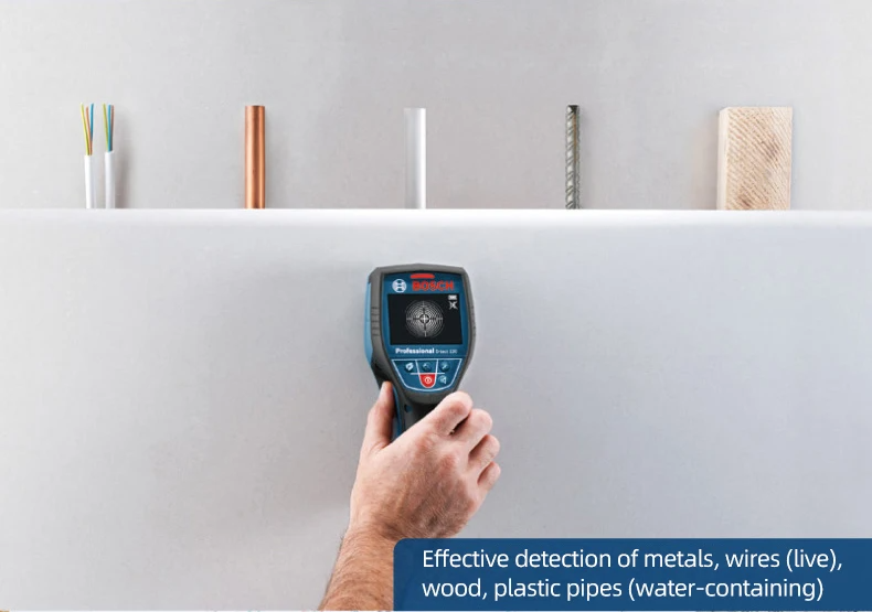 Professional D-TECT120 Wall Scanner Radar Technology Metal/Cable/Wood/Water Pipe/Wire High-precision Wall Gold plumb Dual Power Source Waterproof Construction Tool