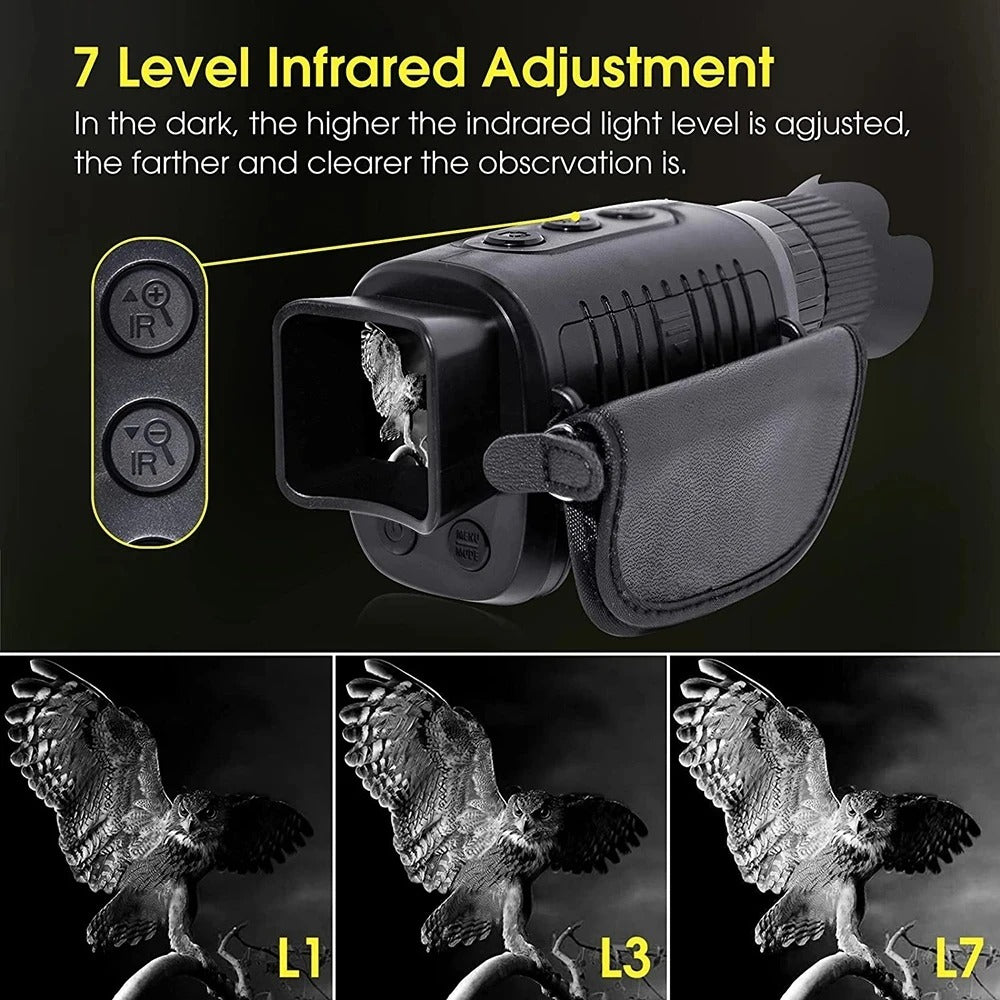 1080P HD Night Vision Monocular, 5X Zoom, 300m Infrared Camera, IPX4 Waterproof, Outdoor Hunting Telescope