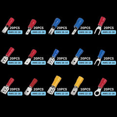 280PCS Gauge AWG Male /Female Insulated Shovel Terminal Wire Connector Kit