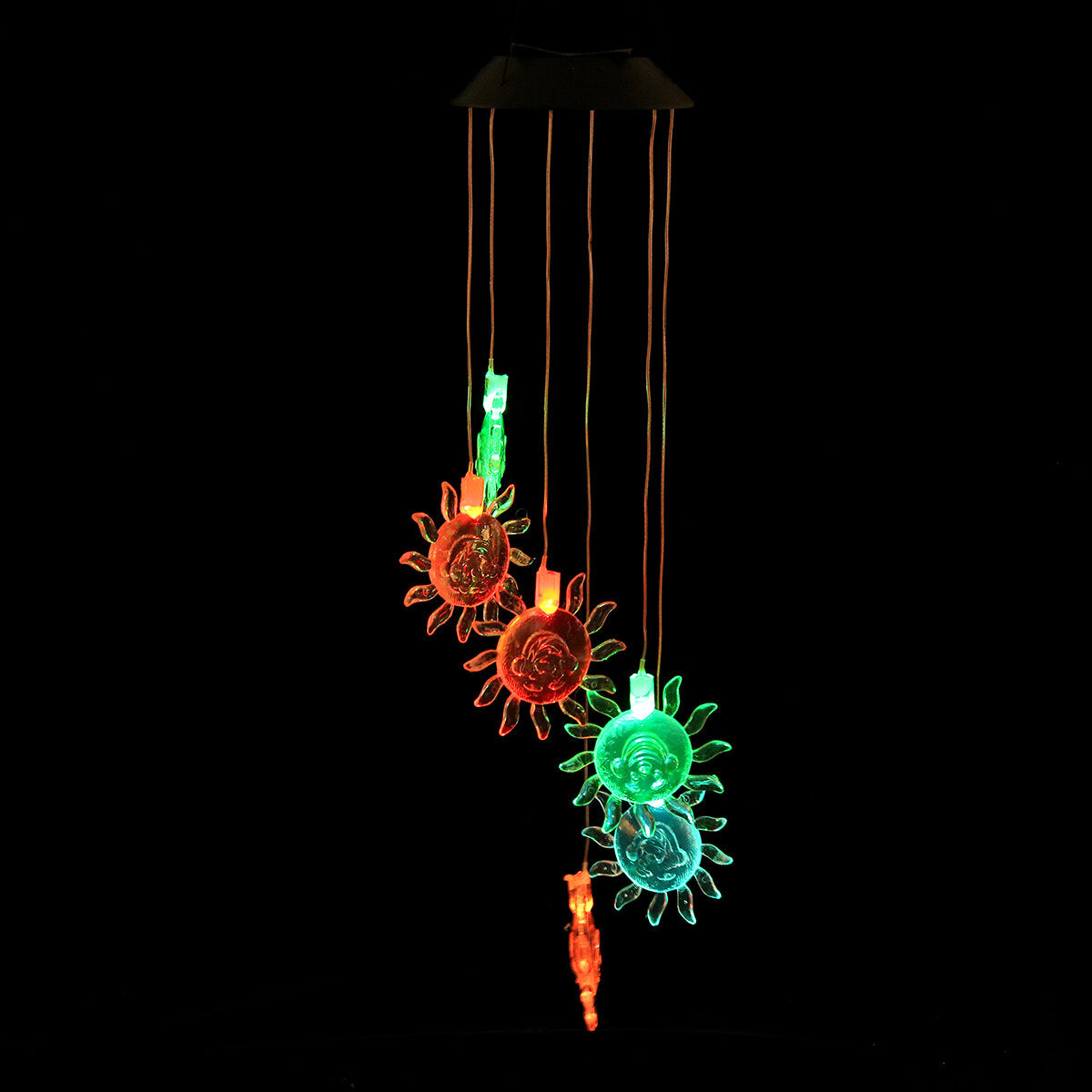 Color Changing LED Solar Powered Wind Chime Light Hanging Garden Yard Decor