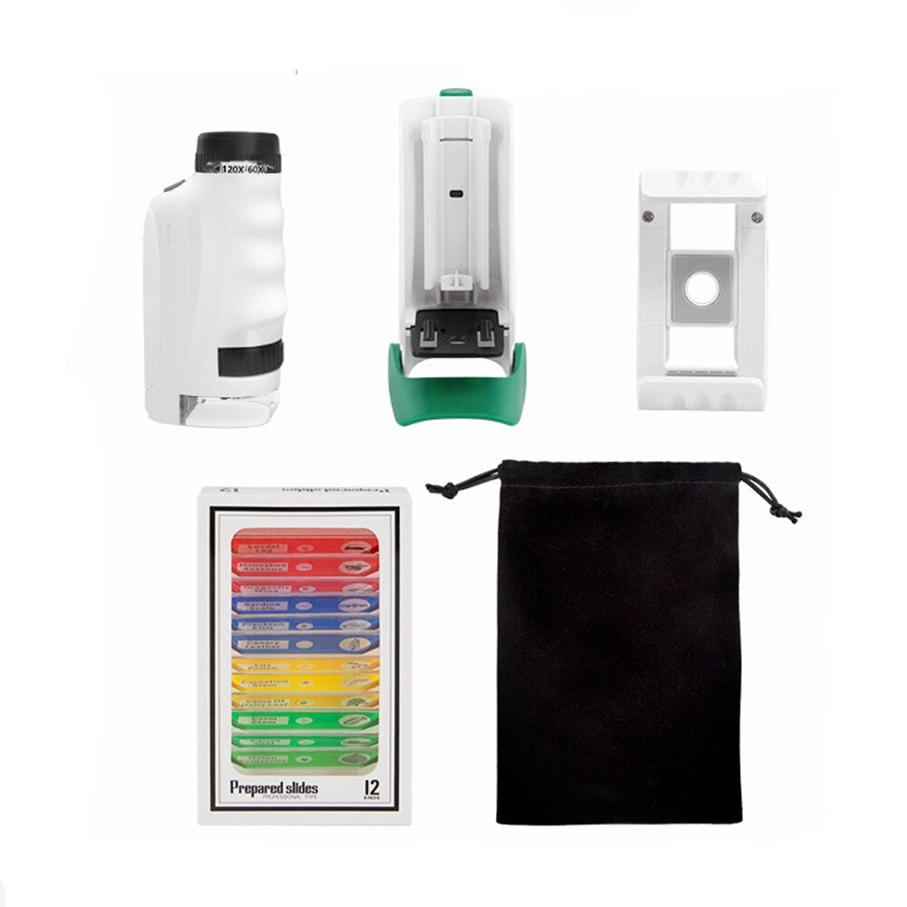 3 in 1 Scientific Microscope Science CAN Child Handheld Portable 120 Times HD Endoscope LED Magnifier Explore