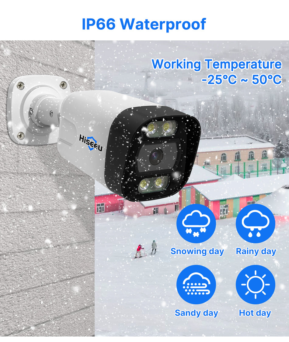 8CH PoE Security CCTV Camera System Set Colorful Night Vision 2-way Audio APP Remote Monitoring H.265 AI Face Detection IP66 Waterproof Outdoors IP Camera NVR Set