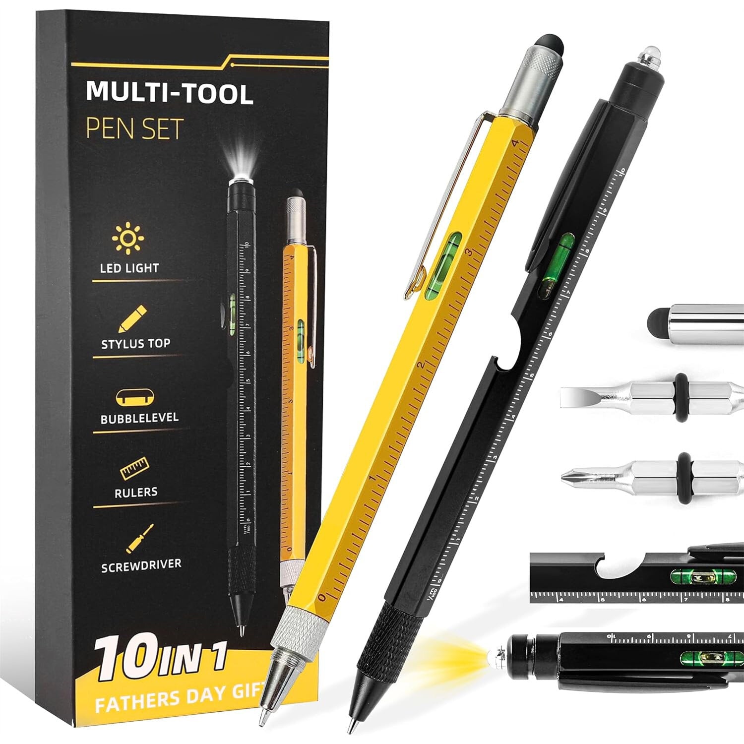 9-in-1 Multifunctional Pen with LED Light, Stylus, Screwdriver, Ruler, and More - Perfect Gift for DIY Enthusiasts