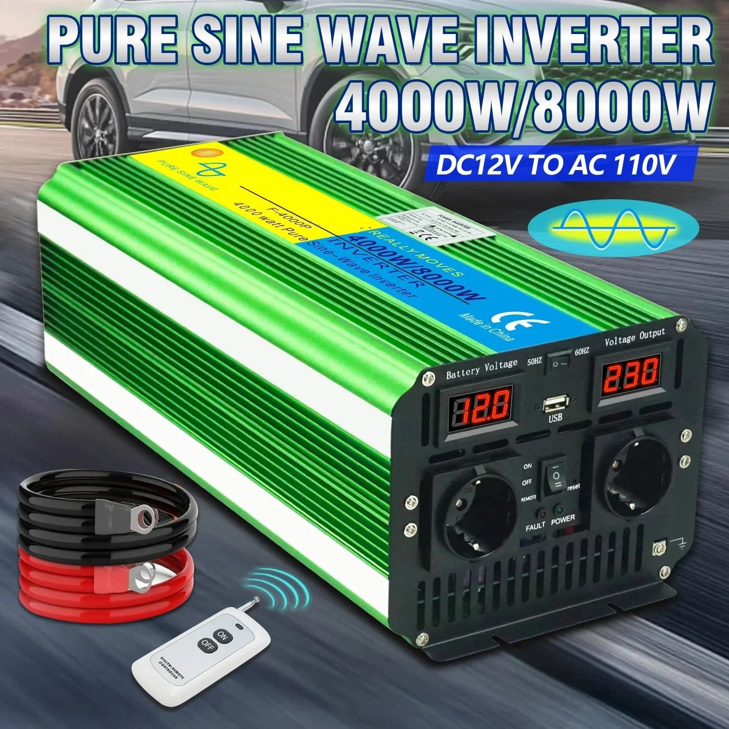 GreenZech Elite 4000W Inverter | 8000W Peak Power | Heavy-Duty Professional Pure Sine Wave Converter