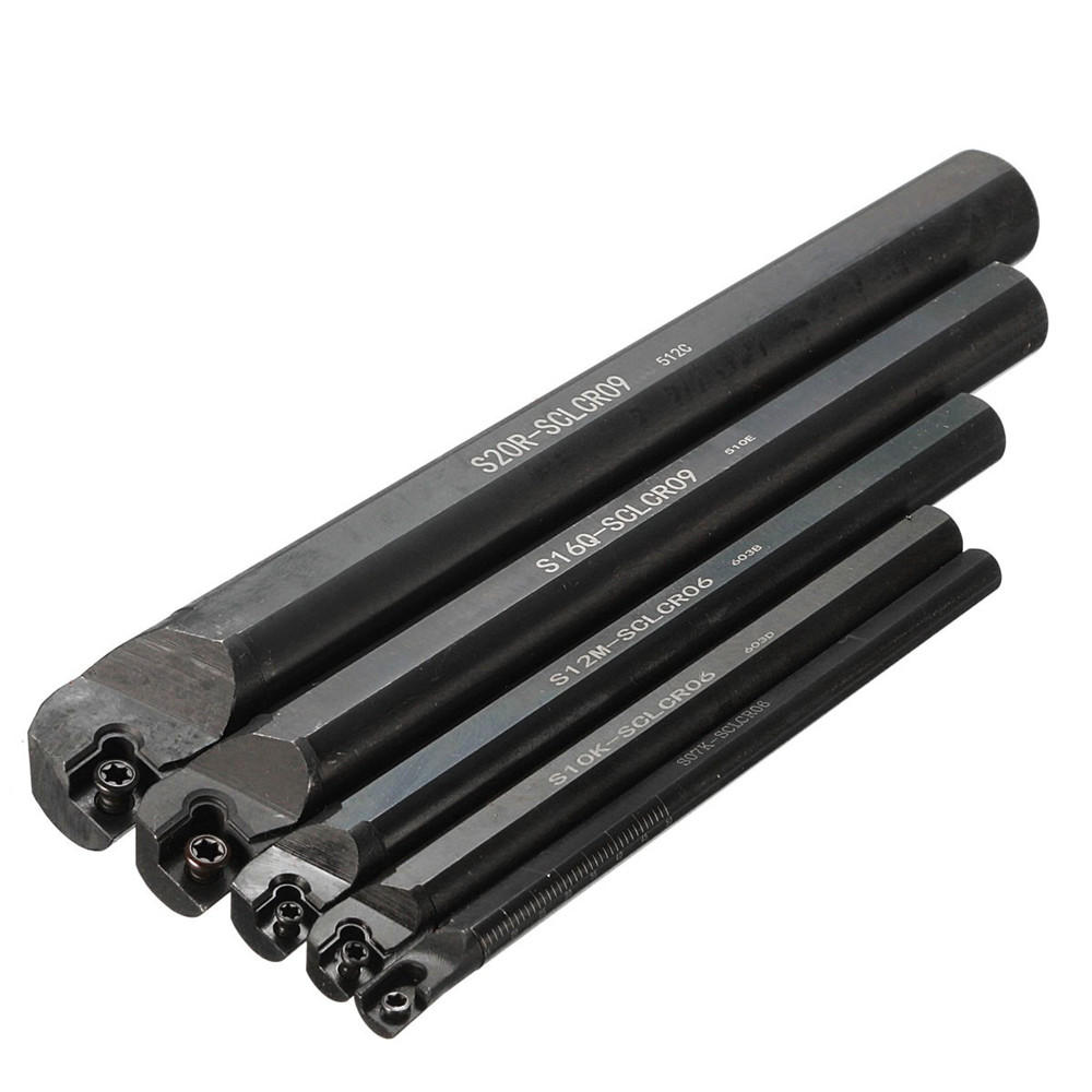 15pcs 7/10/12/16/20mm SCLCR09 Lathe Turning Tool Holder with CCMT060204 Inserts and Wrench