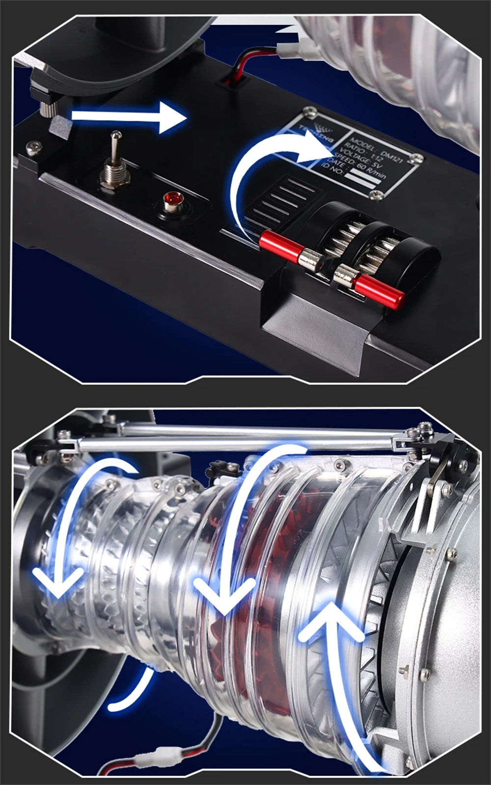 Turbofan Engine Model Assembly Kit with Built-in Battery Magnet Creative Desktop Ornaments Physics Experiment Science Education Toys