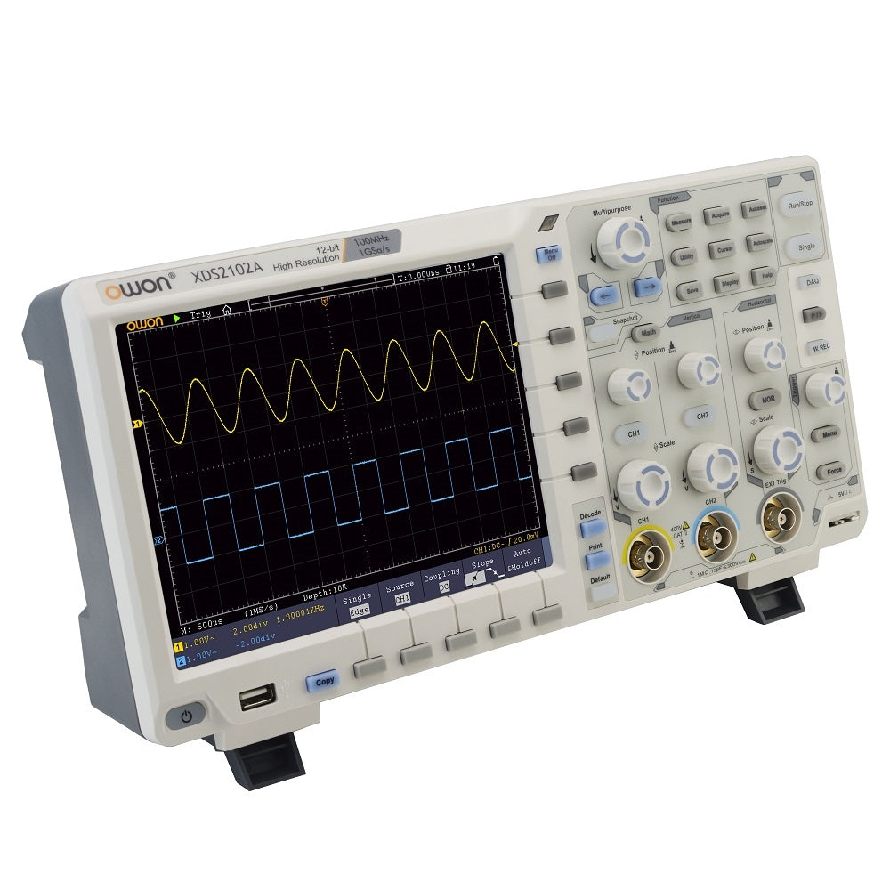 100MHz Digital Storage Oscilloscope, 2 Channels, 12-Bit Resolution, 1GS/s Sampling & 8-Inch LCD Display