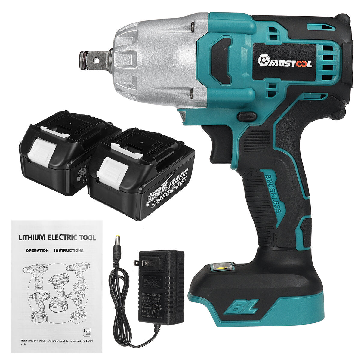 388VF 3000RPM 1600N.m Brushless Cordless Electric Wrench 3 in 1 Switch for Tire Removal