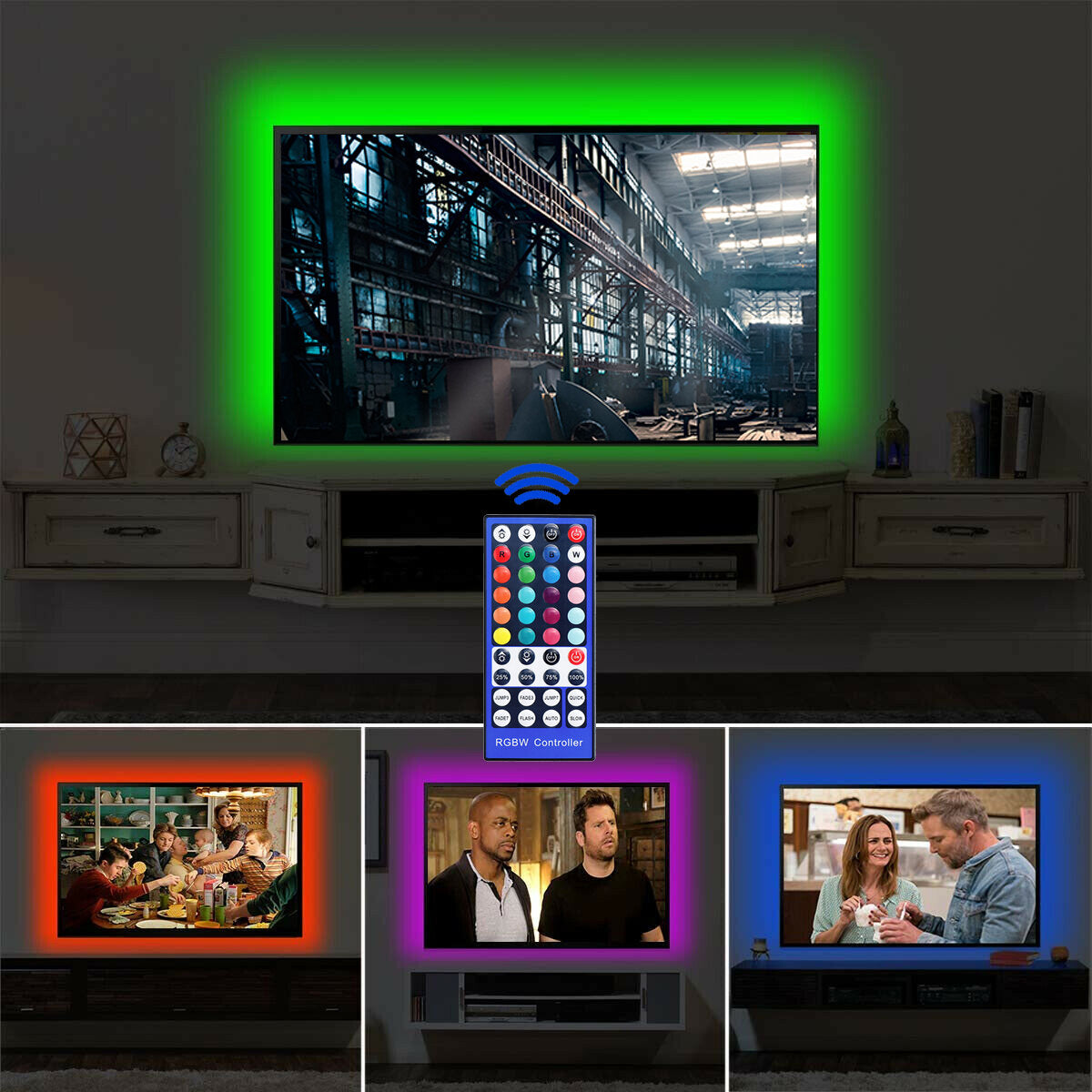 1-5M 5050 RGB USB LED Strip Light Colour Changing + 44 Keys IR Remote Control Christmas Decorations Lights
