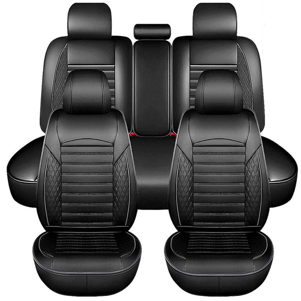 1/5 Seat Car Seat Covers 3D Full Set PU Leather Front Rear Back Pad