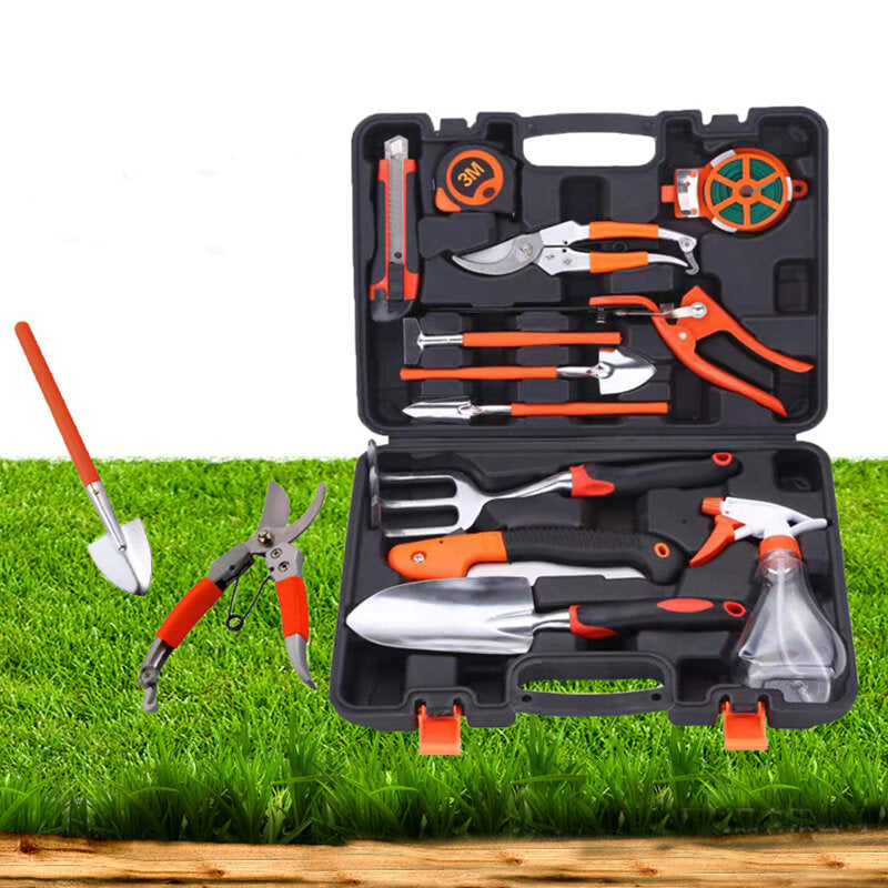 Aluminum Alloy Garden Tool Box Elbow Branch Shears Big Wood Saw Aluminum Alloy Shovel 12 Piece Garden Tool Set