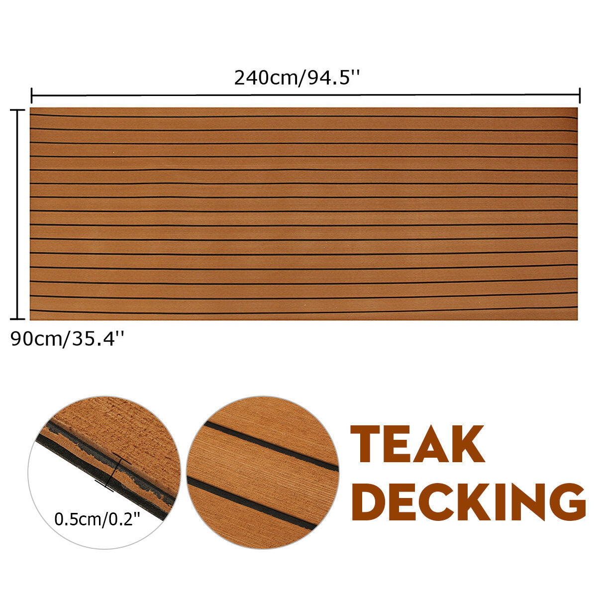 240cm x 90cm x 5mm EVA Foam Teak Sheet Boat Yacht Synthetic Teak Decking With Glue