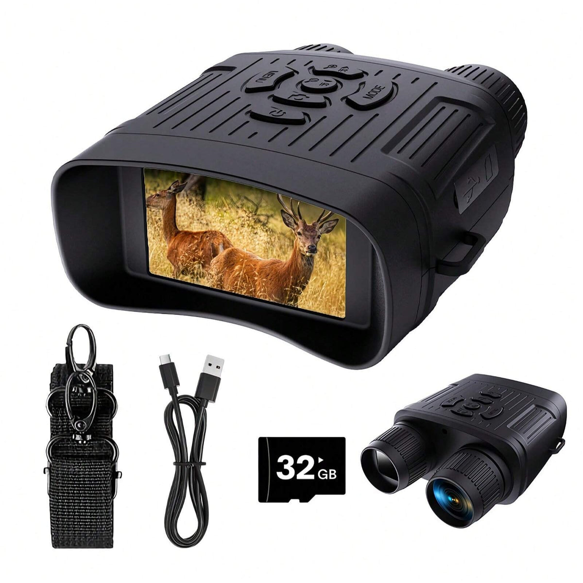 Adjustable Dual Camera 2.7K Video Recorder, 8MP, 10X Digital Zoom, Rechargeable Battery, 3" TFT LCD, Micro SD Support