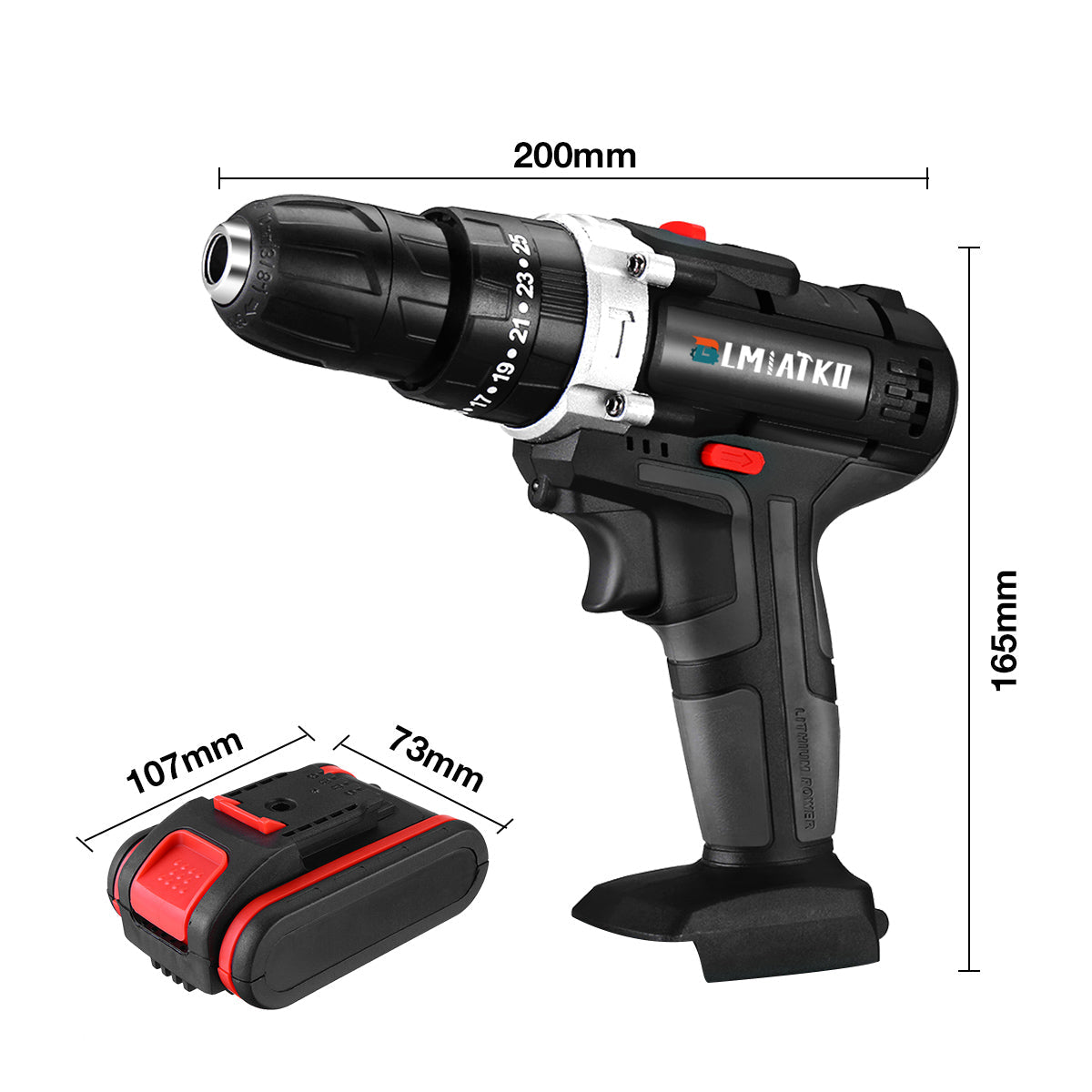 6000mAh 48V Electric Drill 25 Speeds Torque Impact Drill W/ 1/2pcs Battery